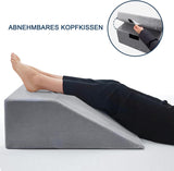 Almohada de lectura y almohada de plumas para elevador de piernas, almohada de espuma viscoelástica para la espalda y el cuello, almohada desmontable multifuncional para cama, sofá, sentarse, dormir y descansar (gris)