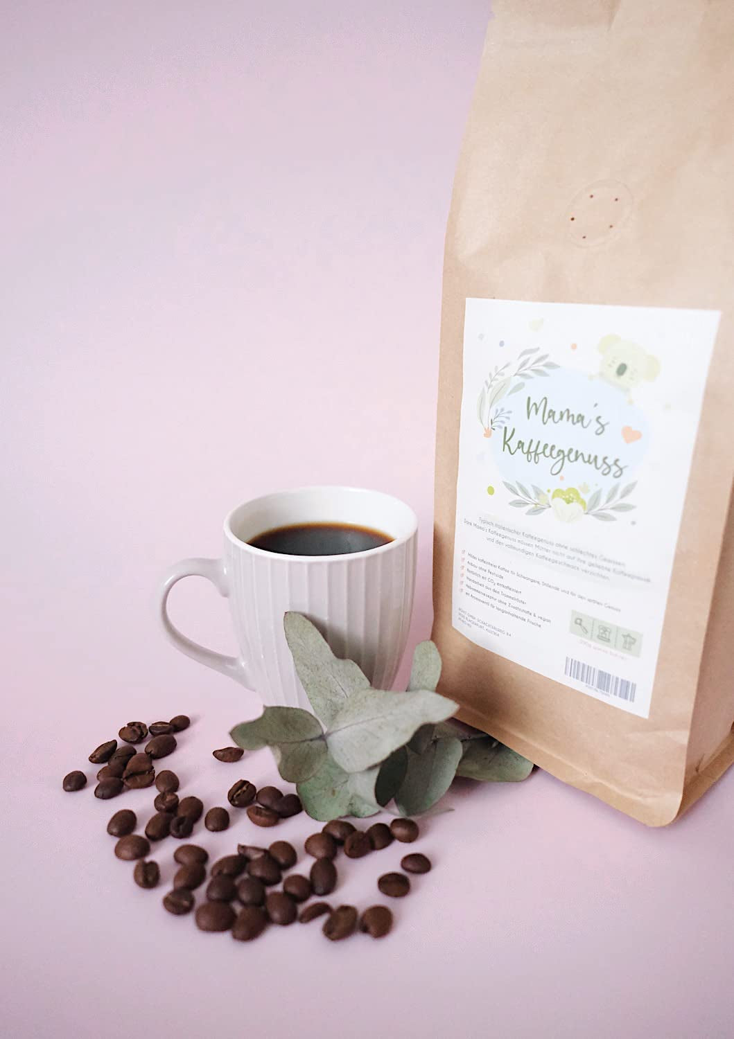 Mama's Coffee Pleasure®binky - Granos de espresso descafeinado Cremoso - descafeinado natural con CO² - ligeramente tostado en tambor en Italia - ideal durante y después del embarazo
