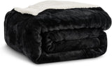 Kono Sherpa manta de forro polar, 150 x 200 cm, suave, acogedora, esponjosa, reversible, microfibra, mantas fijas para cama, sofá, sofá (azul marino, doble/doble) Camas y mantas Besuche den KONO-Store Black Twin/Double