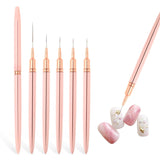 Nail Art Liner-Brush 5-Teiliges Gel-Nagellack-Malerei-Nagel-Punkt-Zeichnungs-Werkzeug Für Lange Linien Kunst-Design-Stift-Set Metallgriff Nail-Art-Design-Binsel para mujeres