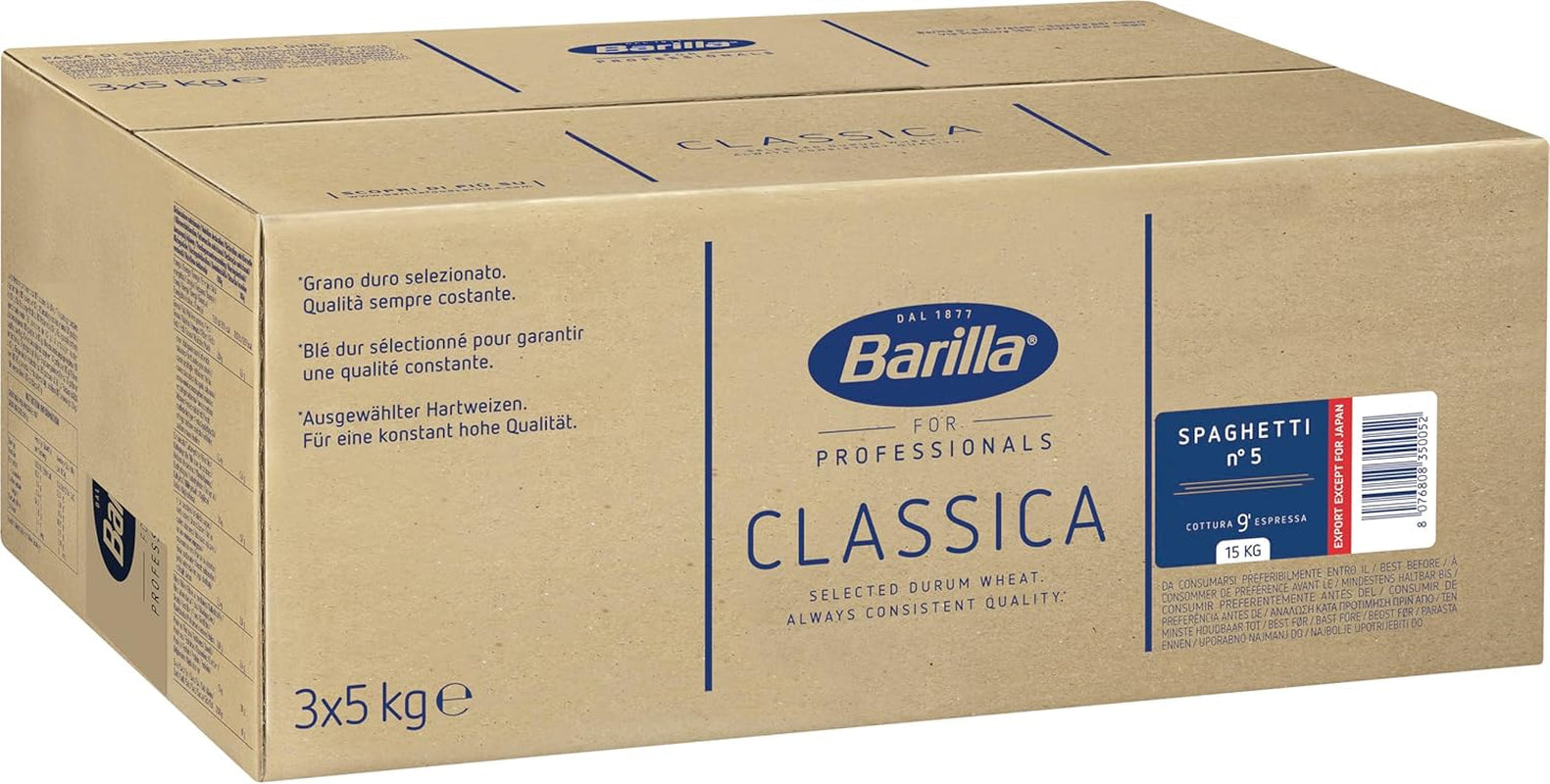 Pasta de espagueti de trigo duro Barilla núm. 5 – Pachet de 1 (1x5kg)