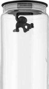 Alessi Tarro de cocina de cristal "Gianni" con tapa hermética, resina termoplástica, negro, 27,5 x 13,5 x 28 cm Cajas para conservar alimentos Naty Shop