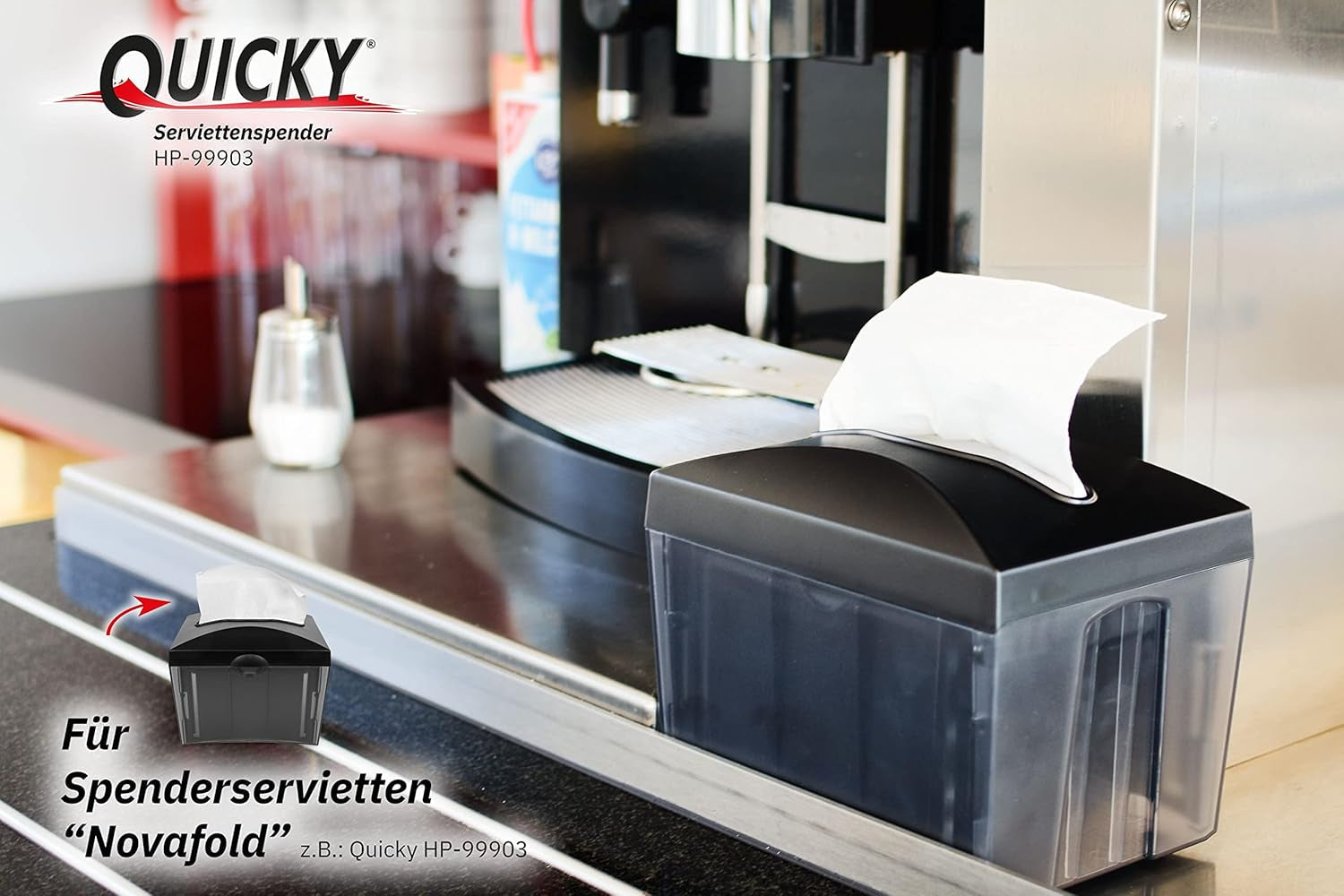 Servilleta dispensadora Quicky "Interfold" | 16,5 cm X 20,5 cm blanco brillante, celulosa, 2 capas | 8.000 piezas