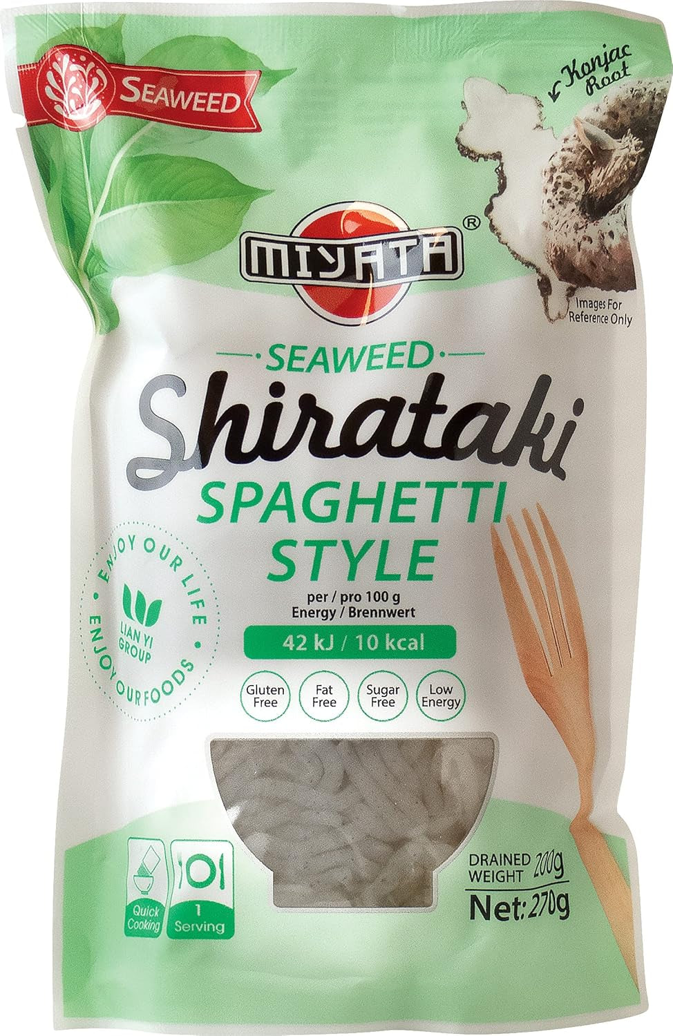 Miyata Shirataki Fideos Udon Harina Konjac Paquete de 6 (6 x 270 g)