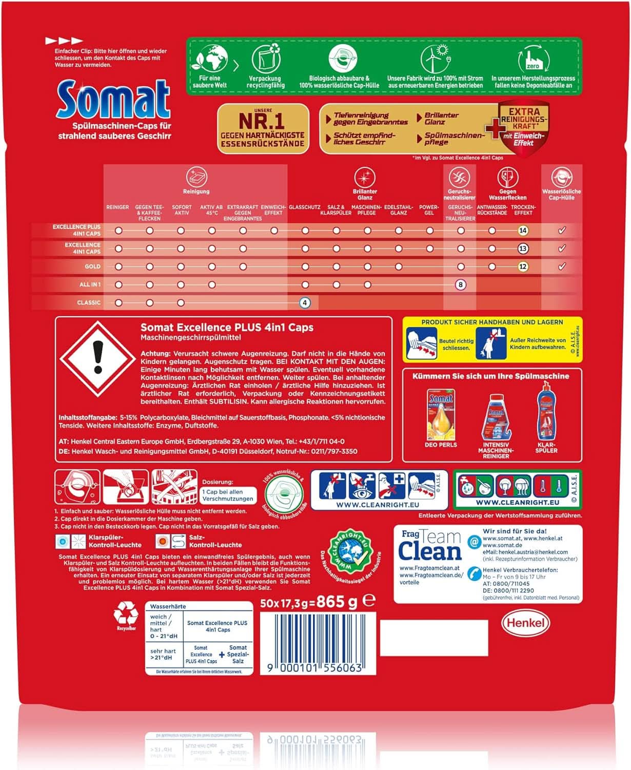 Somat Excellence plus 4En1 Caps (50 Caps), Naty Shop pastillas para lavavajillas