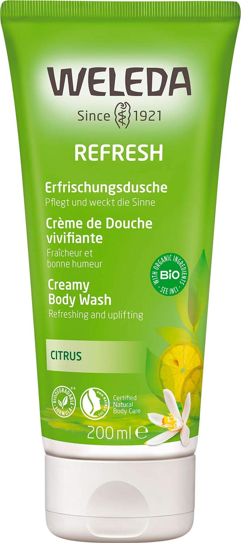 WELEDA Organic Refresh Shower Gel Vegan, gel de ducha unisex, sabor limón/naranja, 200 ml Naty Shop Default Title