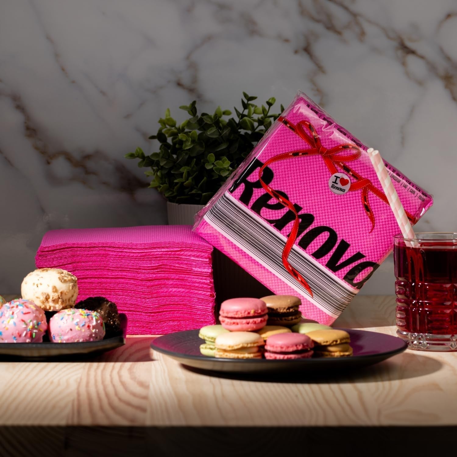 Servilletas de papel Renova Red Label fucsia - 70 servilletas