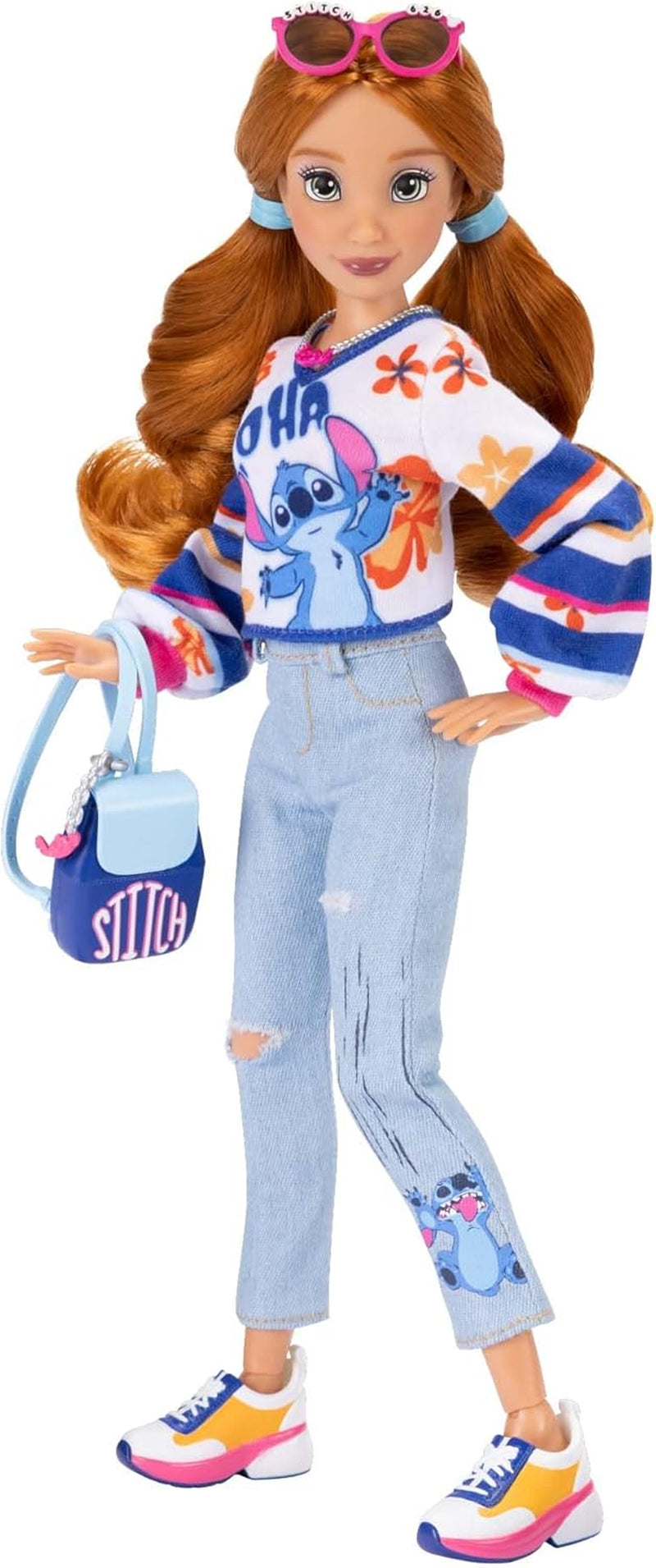¡Muñecas de moda Disney ILY 4EVER Stitch con cabello rojo, 29 cm de altura, con 13 puntos de articulación, dos conjuntos completos para combinar y un brillante anillo de Mickey para ti!