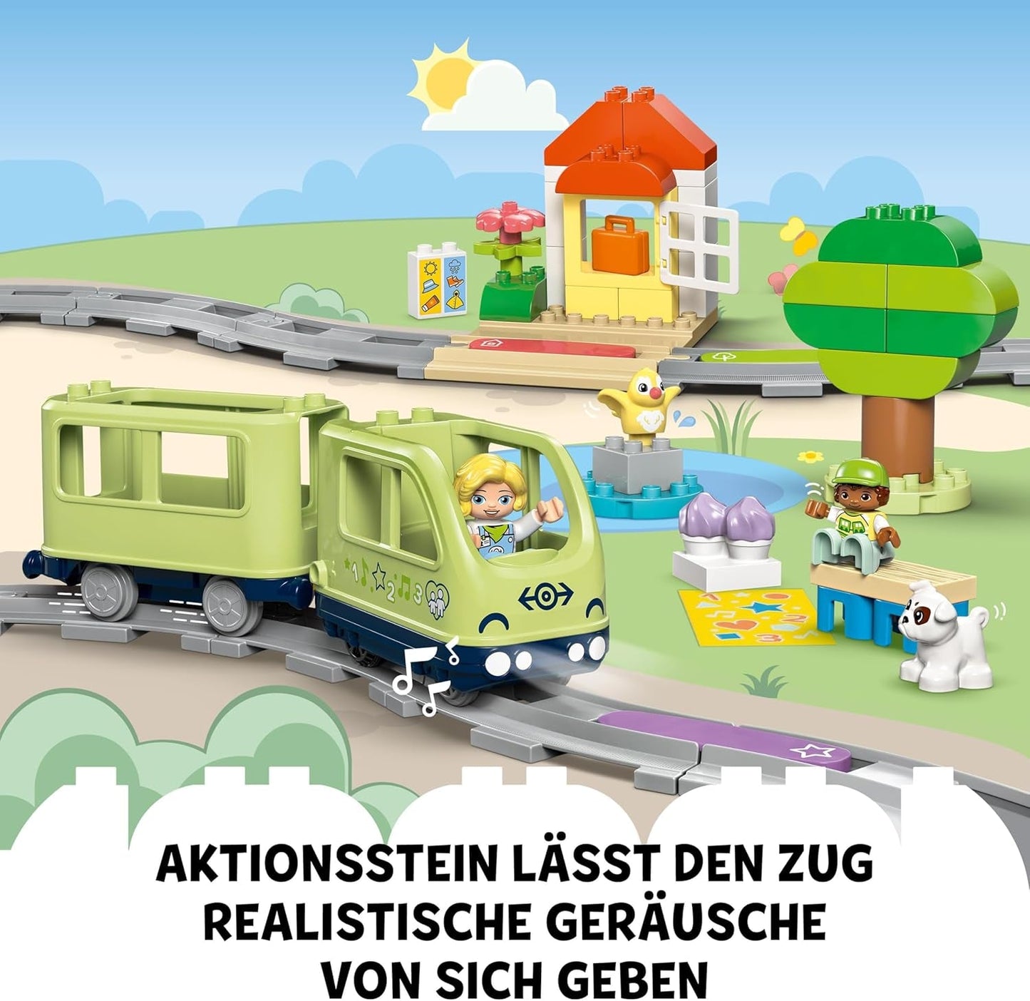 LEGO DUPLO Town Tren de aventuras interactivo, juego con luces y sonidos para juegos de rol, permite a niños de 2 años construir vías, juguete educativo preescolar 10427 Juegos de construcción Besuche den LEGO-Store