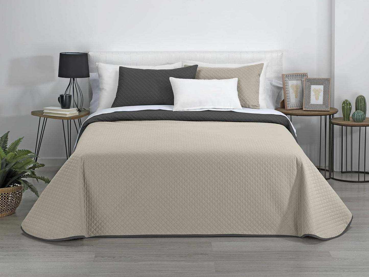 AVA | Edredón reversible boutique | Para todas las estaciones | Color - Gris/Antracita | Para cama de 120/135 cm. cama. (230 X 270 Cm. Ancho X Alto) | Edredón acolchado Edredones y colchas Naty Tienda