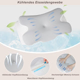 Almohada para el cuello Almohada ortopédica para la cabeza Almohada de espuma viscoelástica Almohada para impactos laterales - Diseño ergonómico Forma hueca para impactos laterales, dorsales y abdominales Gris claro Almohadas ortopédicas cervicales Naty Shop