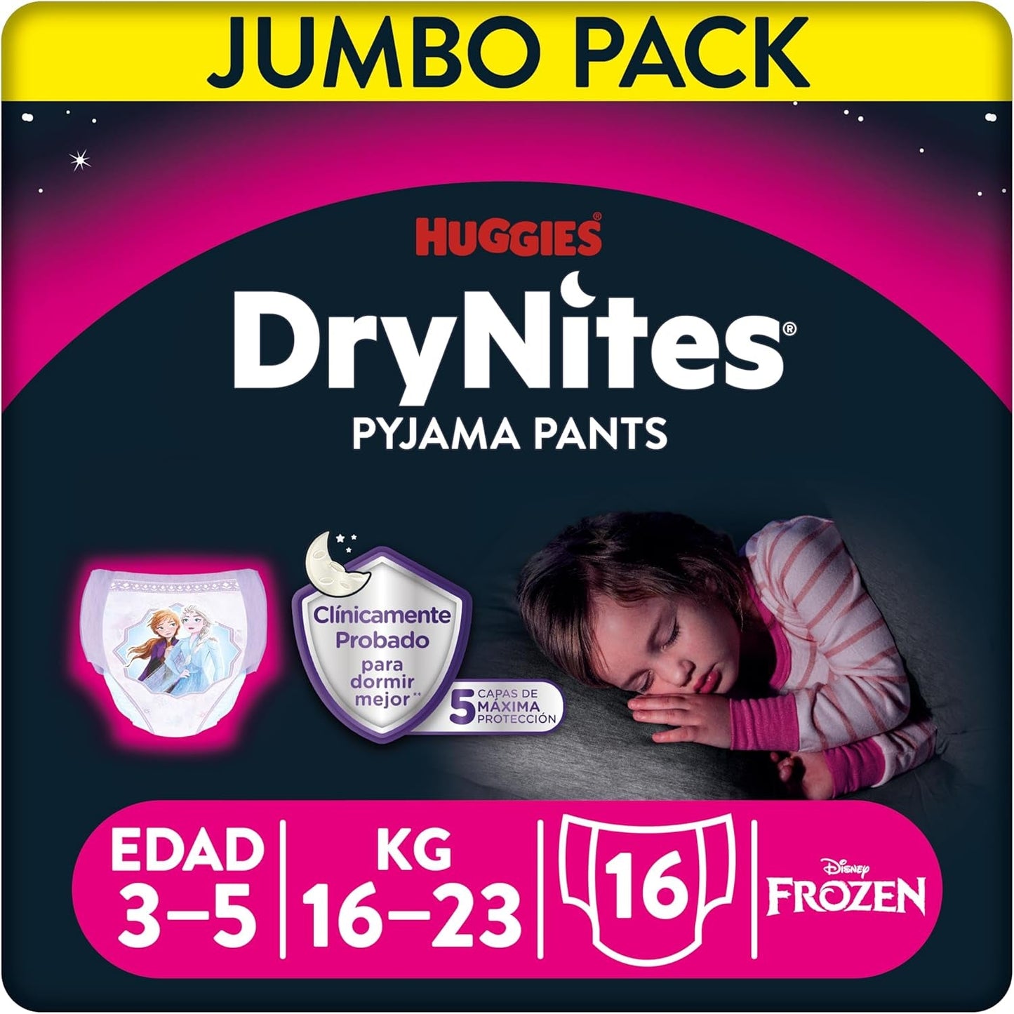 DryNites Pantalones de pijama para niñas de 3 a 5 años 1 paquete (1 x 16 piezas)