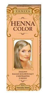 Henna Color 111 Acondicionador Natural para Cabello Rubio Color de Cabello Efecto Coloración Natural Henna Eco Tinte Capilar Naty Shop Beige (Rubio) 75 Ml (1 Pack)