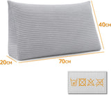 Almohada de plumas, cojín de respaldo, almohada de terciopelo, ancho 70 cm - almohada de lectura para cama, sofá y sofá, almohada de sofá grande, almohada de pared, almohada de sofá, almohada de lectura, almohada de respaldo, gris claro