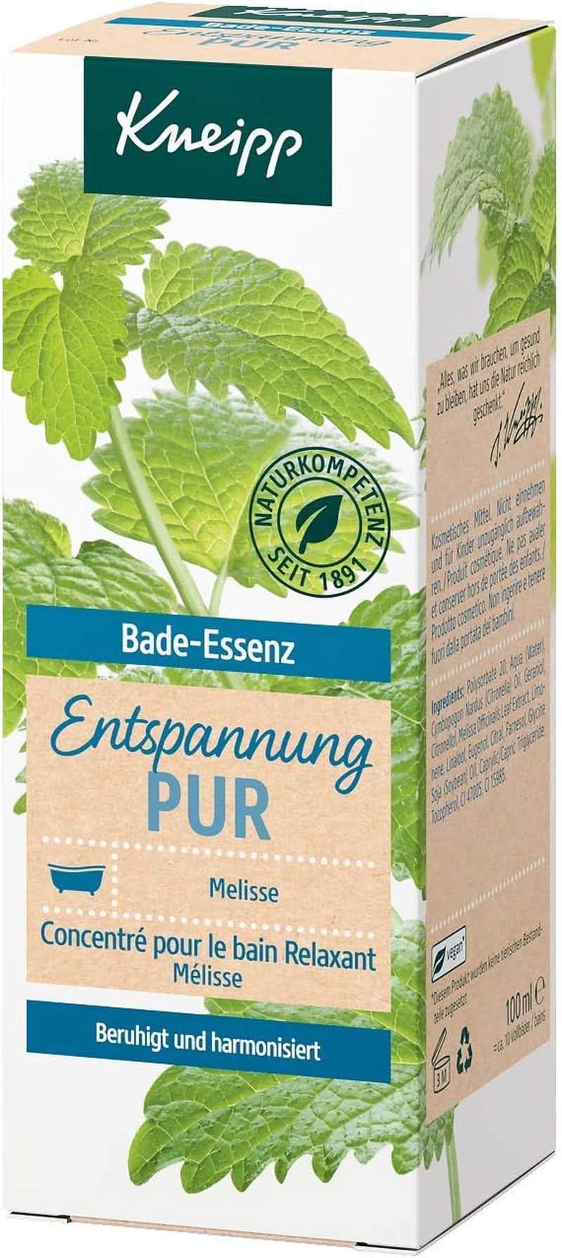 Kneipp Bade, aceite de baño con aceite esencial natural de melisa de India y extracto de melisa, 100 ml Naty Shop