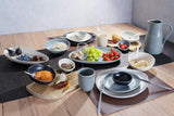 CreaTable, 22139, Serie PIETRA, Vajilla de 4 Piezas para 4, Juego de Platos de Porcelana, Apto para Lavavajillas y Microondas, Fabricado en Europa