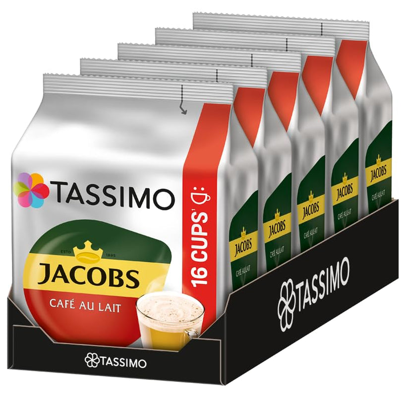 Tassimo Kapseln Jacobs Café au Lait, 5 x 16 monodosis, 80 Kaffeekapseln