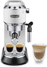 De'Longhi Dedica Style EC 685.B - Cafetera espresso con portafiltro, cafetera espresso con espumador de leche profesional, sólo 15 cm de ancho, para café molido o cápsulas ESE, depósito de agua de 1 l, negro