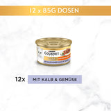 Gourmet Gold Tiernos Bocados en Salsa de Verduras Comida Húmeda para Gatos de Ternera y Verduras Paquete de 12 (12 x 85 g)