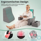 Almohada de lectura para cama y sofá, cojín para libros, combinable libremente con soporte para bebidas y funda lavable, almohada de escritorio ajustable para computadora portátil para leer, jugar, trabajar, escribir (gris)