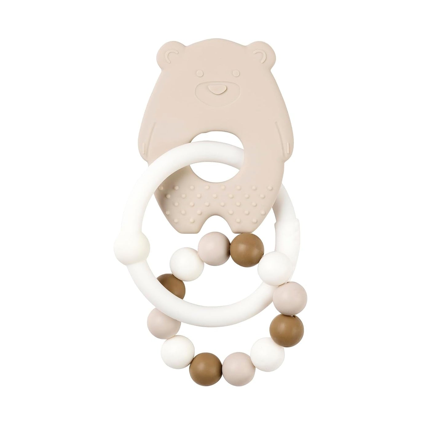Nattou Mordedor de Silicona Osito de Peluche Sin BPA Aprox. 13 cm, silicona, colores arcilla
