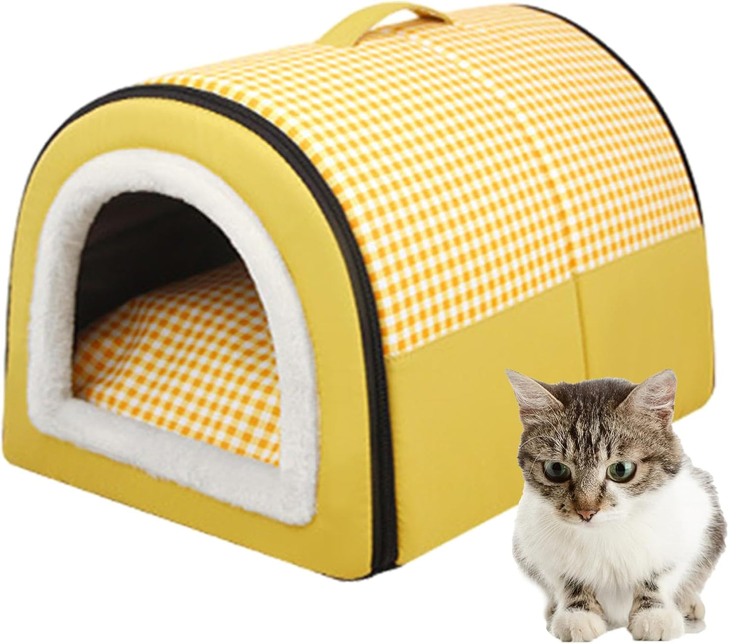 Katzenhöhle | Katzenhaus für Draußen Winterfest | Katzenhöhle Outdoor para Katzen | Katzenbett Höhle Katzenhaus Mit Abnehmbarem Waschbarem Mate | Wasserdichtes Wetterfestes Katzenbett Innen Draußen