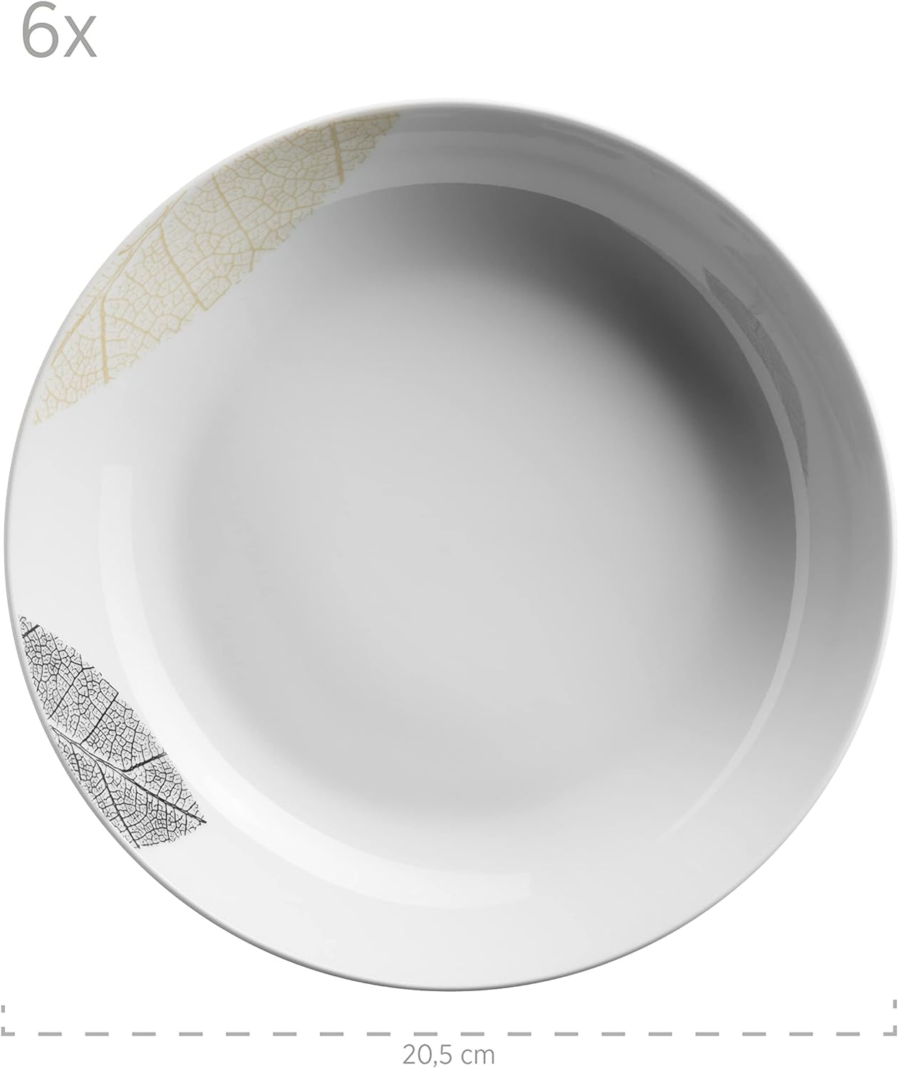MÄSER 931215 Vajilla bellamente decorada para 6 personas, servicio combinado 30 piezas, con formas sin marco, porcelana, blanco
