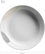 MÄSER 931215 Vajilla bellamente decorada para 6 personas, servicio combinado 30 piezas, con formas sin marco, porcelana, blanco