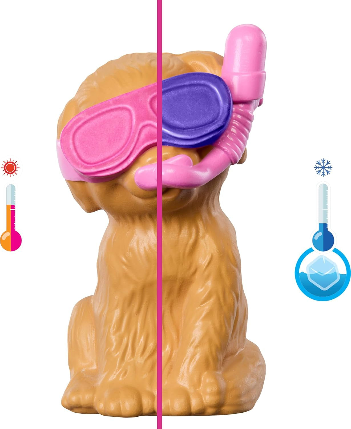 Barbie Puppy Pool Party Playset con muñeca de moda, casa para perros y tobogán, piscina con forma de corazón, 2 figuras de perros, 6 accesorios y cambiador de color, JBF35