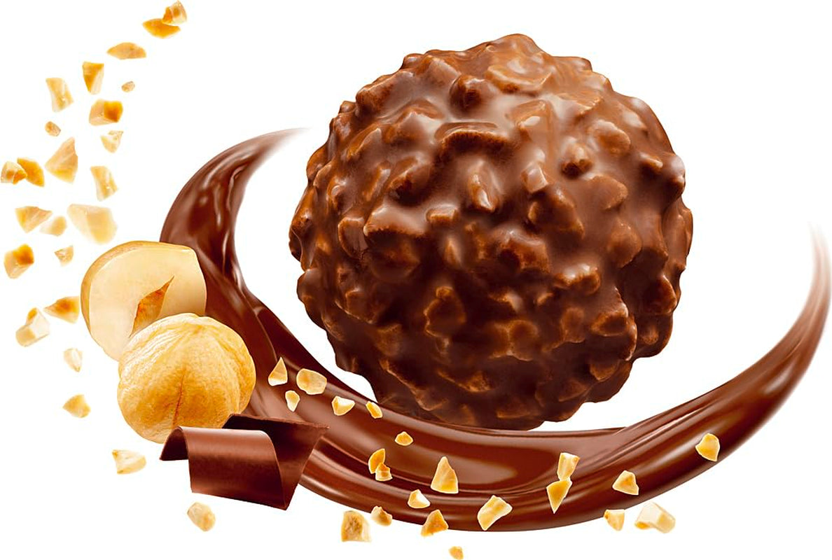 Ferrero Rocher - Bombones especiales crujientes y cremosos de avellanas - Regalo de San Valentín para él y para ella - 16 paquetes de 4 bombones individuales