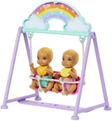 Muñeca Barbie Skipper y casa de juegos con accesorios, incluye muñecas gemelas, 1 cuna, 1 columpio, 1 mecedora y más, HXM99