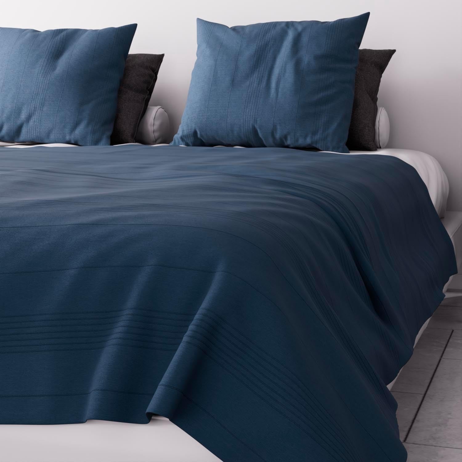 Soleil d'ocre adele, funda en zigzag, tirada del sofá, polialgodón, azul, 220 x 240 cm Edredones y colchas naty shop azul 220 x 240 cm