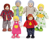 Hape Doll Family Juego de casa de muñecas galardonado, accesorios únicos de madera para casa de muñecas, juego imaginativo, 6 miembros de la familia de muñecas, a partir de 3 años