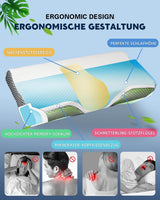 IDEA Almohada, Almohada Ortopédica Ergonómica para Dolor de Cuello, Almohada Viscoelástica para Dormir de Lado, Espalda y Abdominal, Almohada Antironquidos para Hombres Mujeres (62*34.5*12/8CM) Almohadas Ortopédicas Cervicales Naty Shop