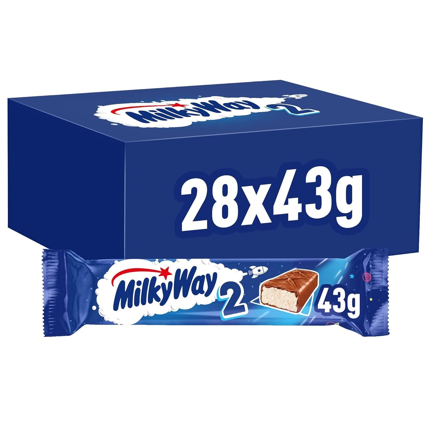 Barras de chocolate | Crema de leche | 28 barras dobles en una caja (28 x 43 g)