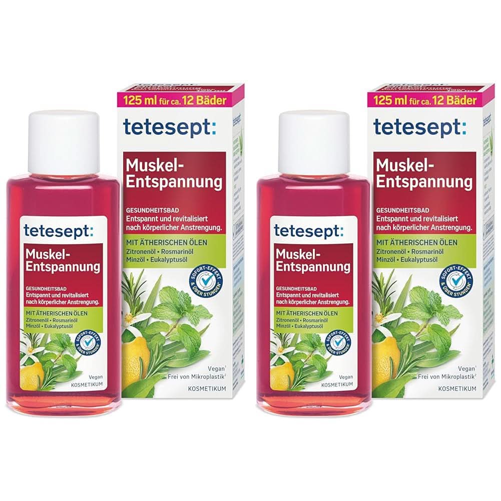Tetesept Muskel, Aditivo de baño relajante después del esfuerzo físico, 125 ml Ducha y baño Naty Shop 2 piezas x 125 ml Baño de relajación muscular