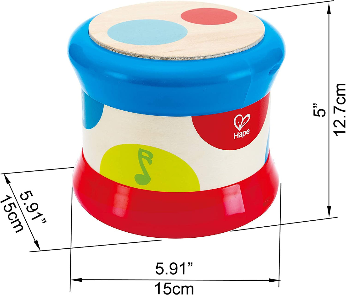 Tambor de bebé Hape | Juguete musical rodante para que los más pequeños aprendan ritmo y diferentes sonidos, funciona con pilas, a partir de 6 meses Baby Toys Naty Shop