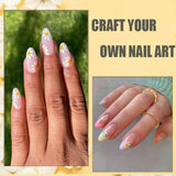 12 hojas de pegatinas para uñas con efecto 3D, curado UV, pegatinas para uñas de flores de larga duración, pegatinas artísticas para uñas con margaritas blancas y amarillas