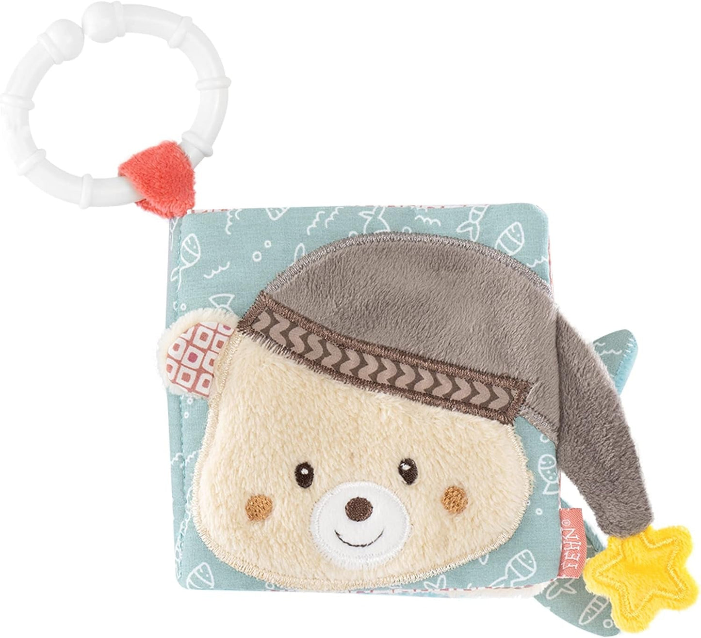 Fehn Play Glove Safari - Marionetas de dedo, juguete para bebé, mono y elefante, para agarrar y hacer ruidos, libro ilustrado suave Bruno - Libro táctil para niños con motivos de animales, juguetes para bebés Naty Shop
