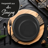 Moritz & Moritz Vajilla NORDIC para 6 personas - Vajilla de gres negro de 18 piezas - Diseño escandinavo - Vajilla robusta para 6 personas para uso diario e invitados - Vajilla combinada