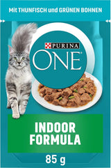 PURINA ONE Comida húmeda para gatos de fórmula interior, trozos tiernos en salsa para gatos caseros con atún, paquete de 26 (26 x 85 g)