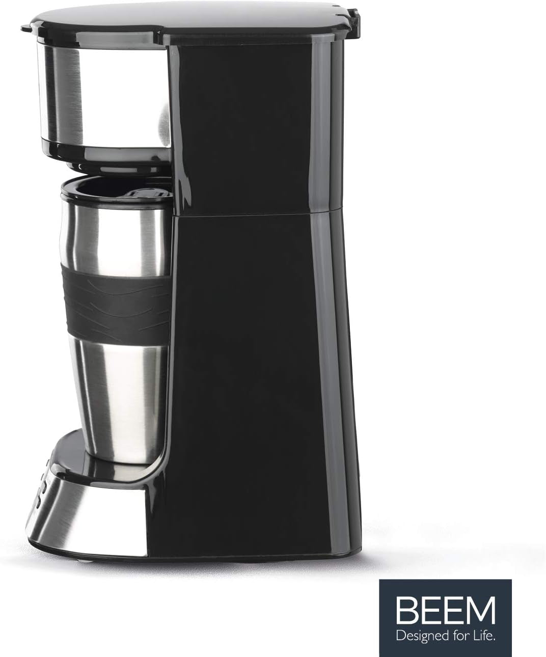 BEEM THERMO 2 GO Cafetera espresso monofiltro con vaso térmico de 0,4 l | Filtro permanente | Con temporizador de 24 horas para tomar una taza de café caliente por la mañana, sin esperas | 750 vatios