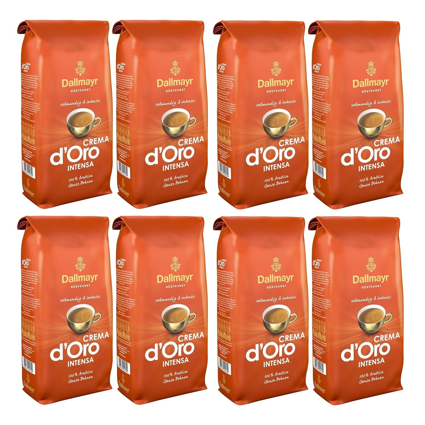 Café Crema d'Oro Intensa, Café Molido, Café Tostado, En Grano, Café en Grano, 8 x 1000 g