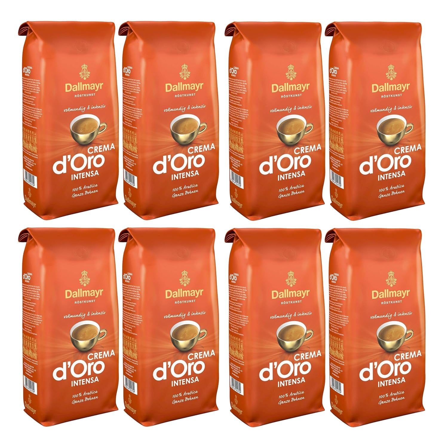 Café Crema d'Oro Intensa, Café Molido, Café Tostado, En Grano, Café en Grano, 8 x 1000 g