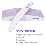URAQT Professionelle Nagelfeile, 16 Stück, Feile 100/180, Waschbar, Für Nägel, Doppelseitig – Friseursalon, Haustiere (Blanco)