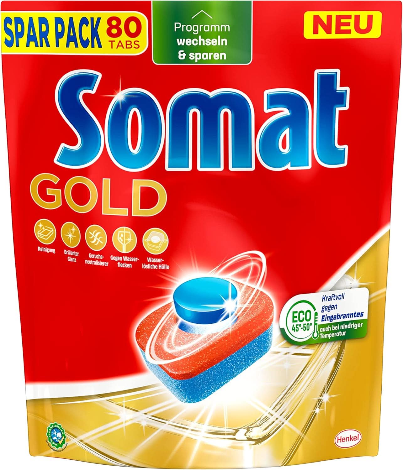 Somat Gold pastillas para lavavajillas (105 pastillas) Naty Shop Detergentes de Cocina 80 cápsulas -