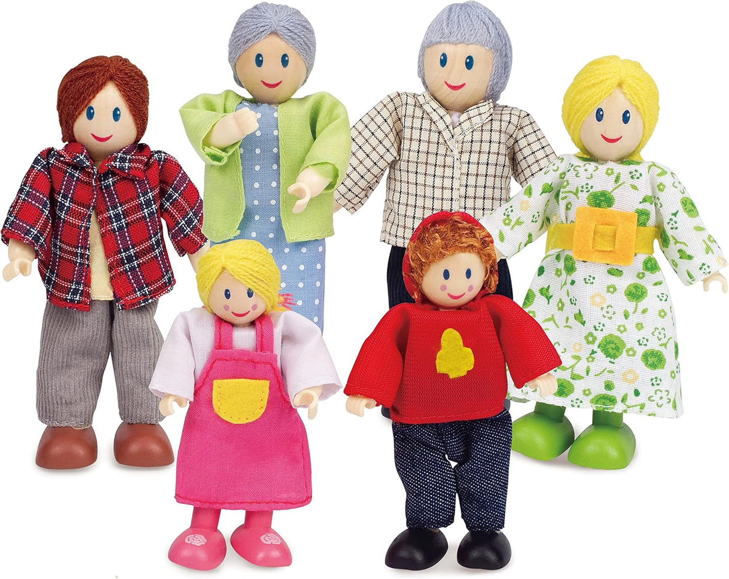 E3405 - Casa de Muñecas, Casa de Muñecas con Accesorios, de Madera y E3500 - Familia de Muñecas, Piel Clara