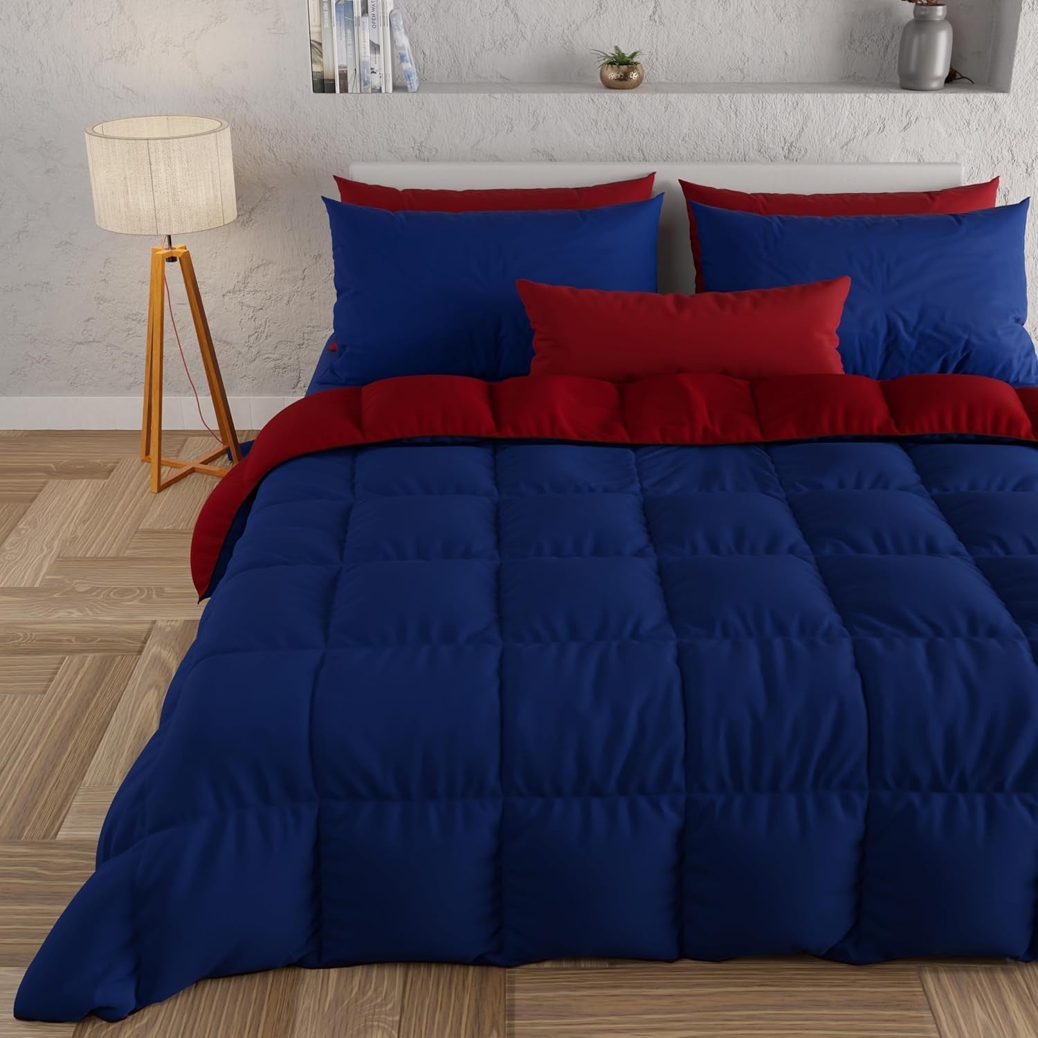 PETTI Artigiani Italiani - Edredón de invierno para cama de matrimonio, maxi, monocromático, doble cara, blanco, gris, 100% Made in Italy Edredones y colchas Naty Shop Blunotte Burdeos 160 X 190 Cm