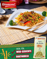 DIAMOND Mie Noodles, fideos de trigo sin huevo, rápidos y fáciles de preparar, vegetarianos - 8 x 250 g