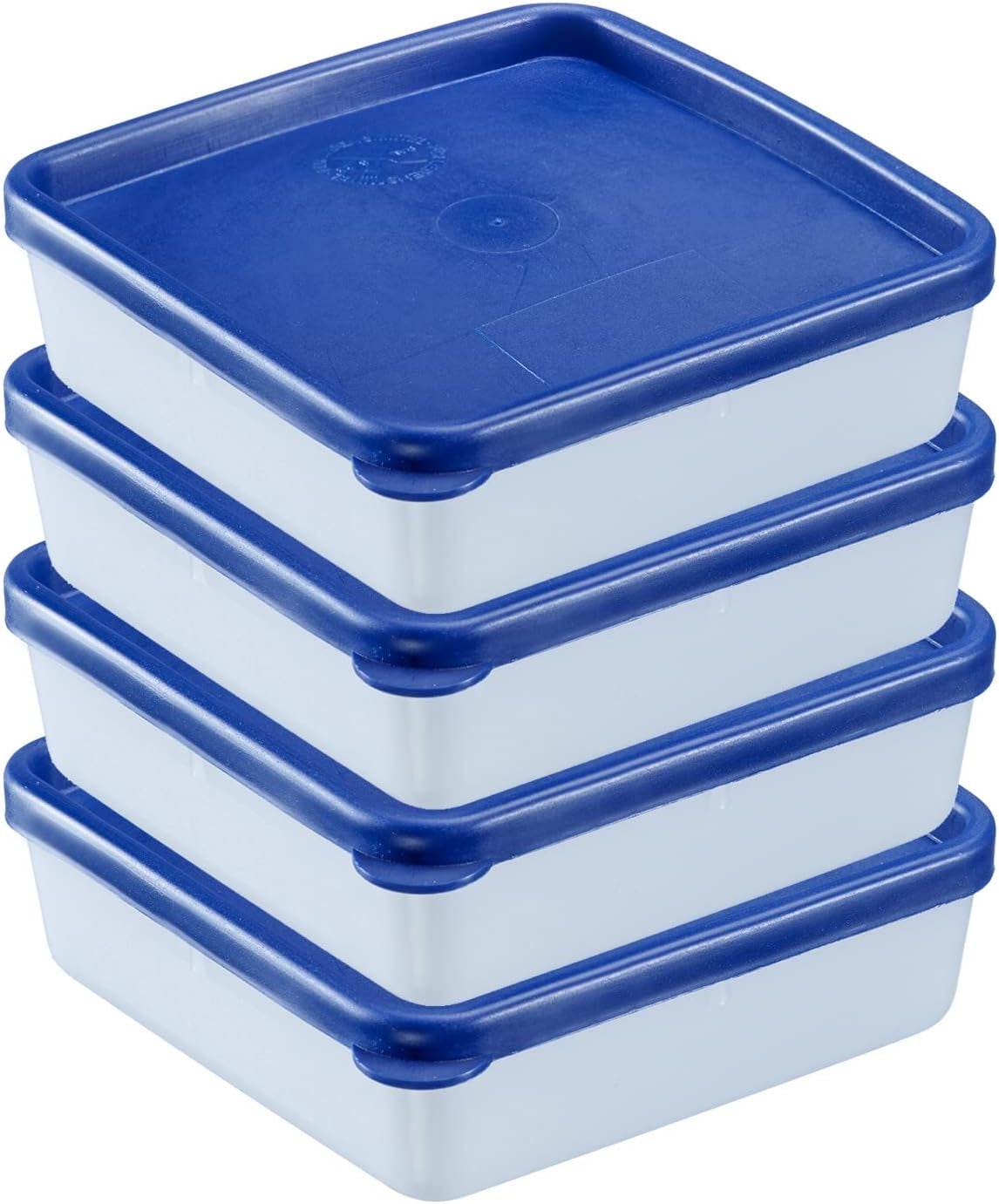 Westmark 4 recipientes para conservar/congelar alimentos, incluida tapa, capacidad: 0,25 l cada uno, apilables, plástico, Trio, color: transparente/azul, 25042270 Cajas para almacenar alimentos Naty Shop Gerfier box set